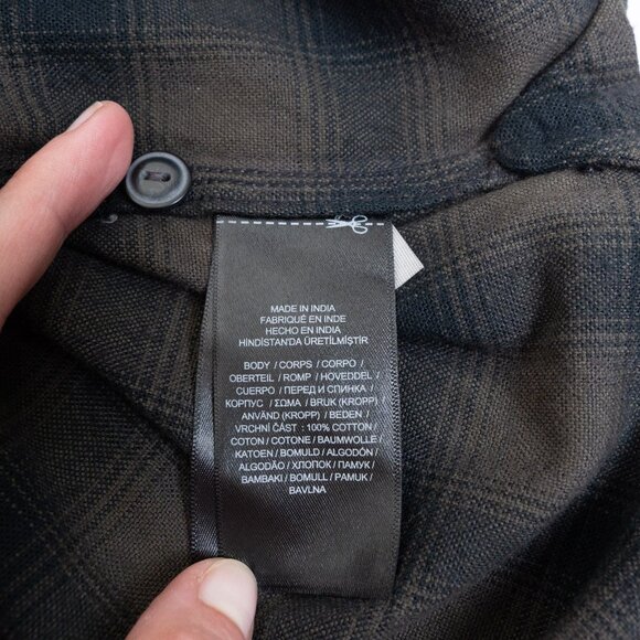 RRL Ralph Lauren Shirt Plaid Black Grey Plaid Western Workwear Button Up Small - Picture 13 of 14